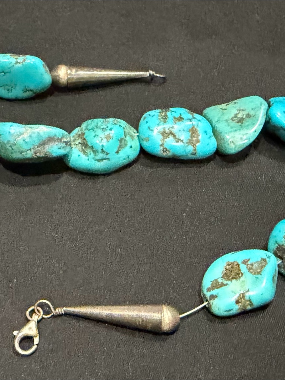 Turquoise Nugget Beaded Necklace - Blue Green Stones